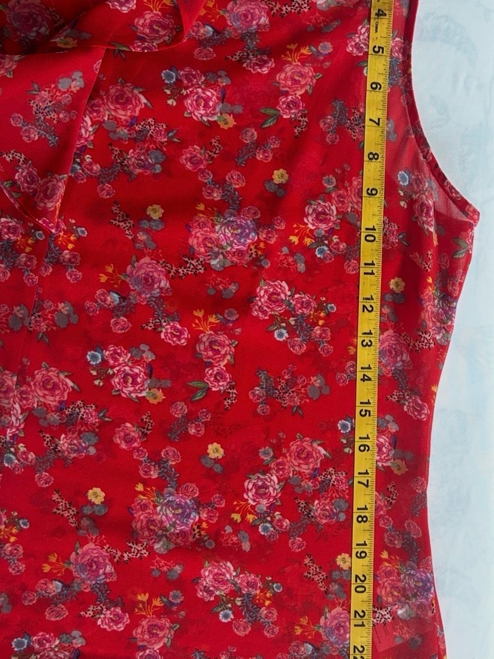 CAbi Red Floral Ruffle Sleeveless Camisole - Picture 3 of 5